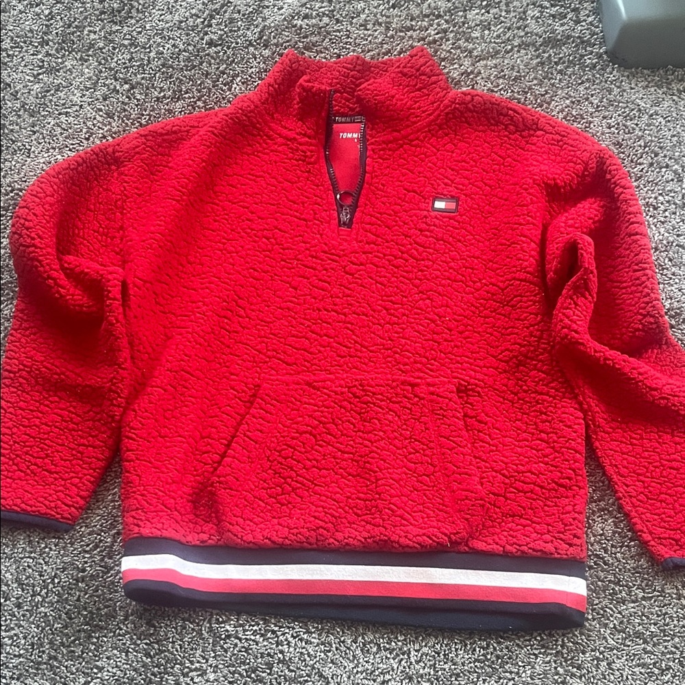 Tommy Hilfiger Red Fleece Quarter-Zip Pullover